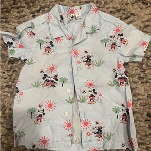 Janie and Jack Light Blue Mickey Mouse Button Down Shirt